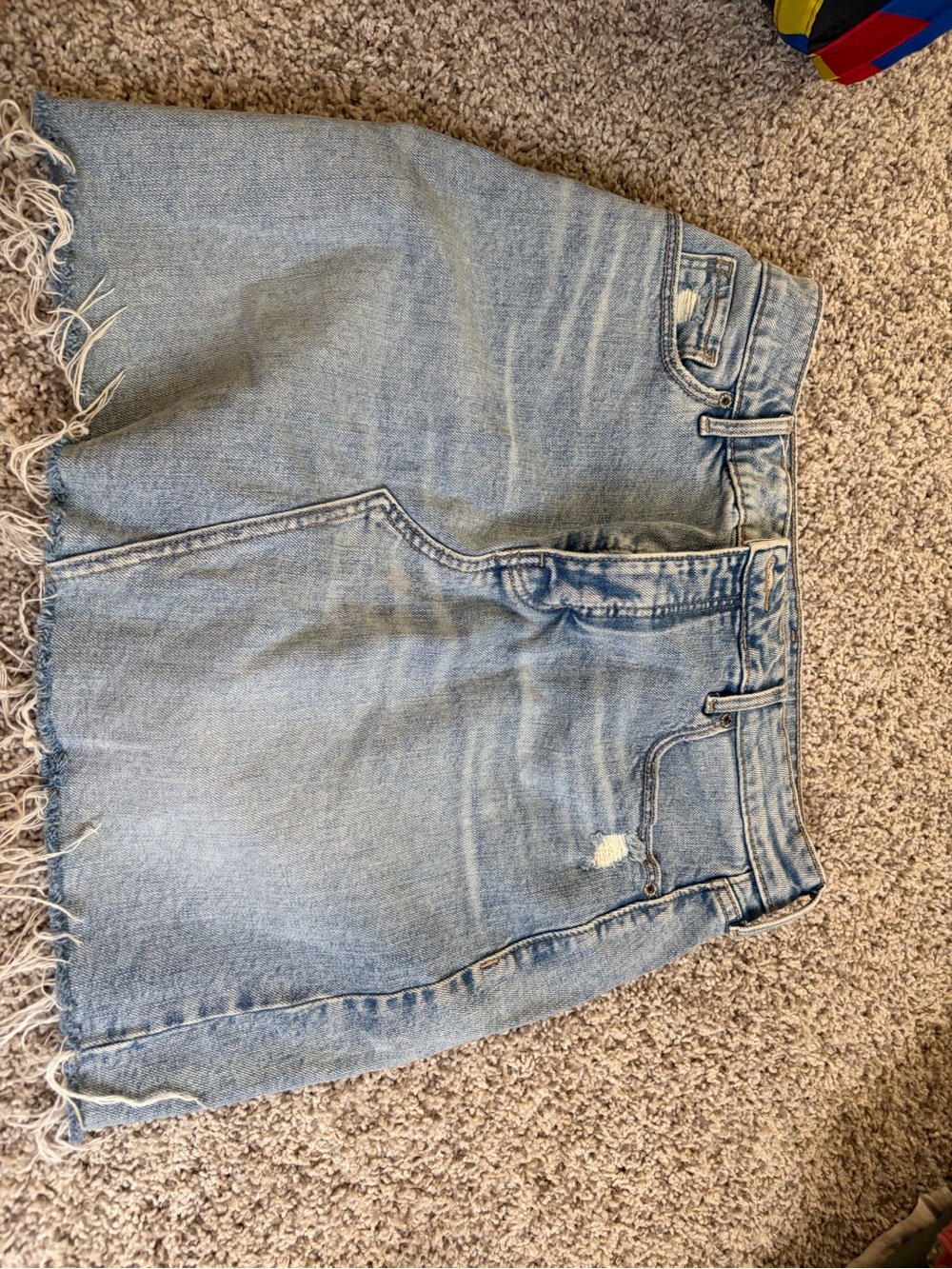 Old Navy Light Blue Denim Skirt with Frayed Hem